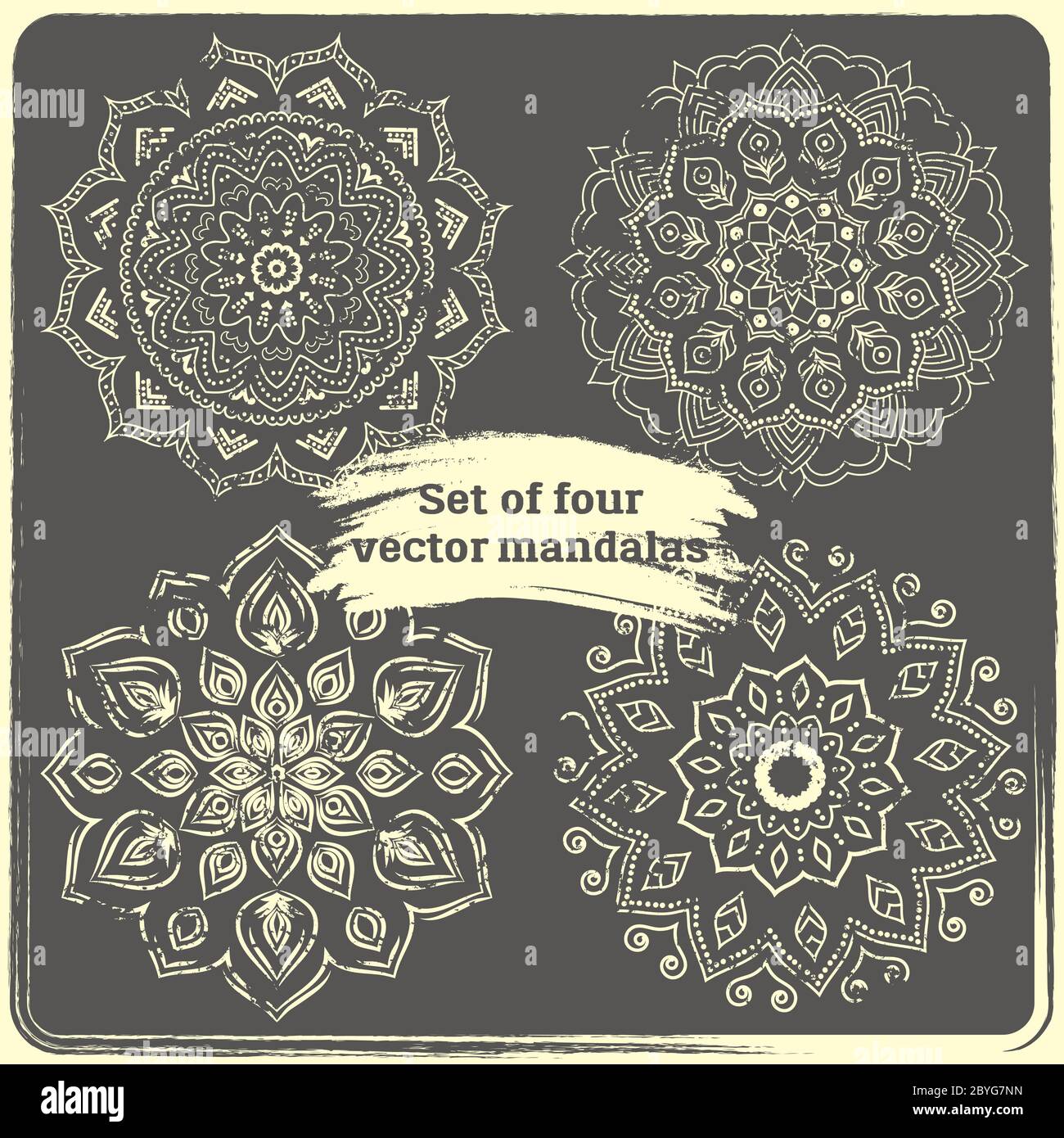 Set of 4 hand drawn mandalas Stock Vector Image & Art - Alamy