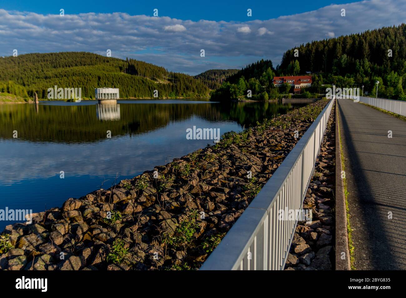 Tambach Hike around narrow water dam in the Thuringian Forest near Tambach ...