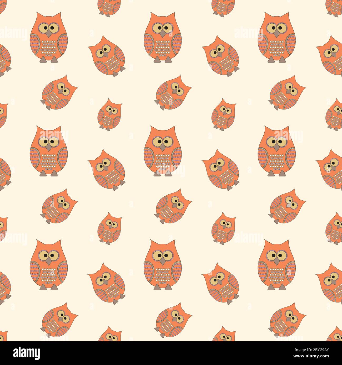 Seamless pattern with funny owls. Cartoon style. Vector illustra Stock ...