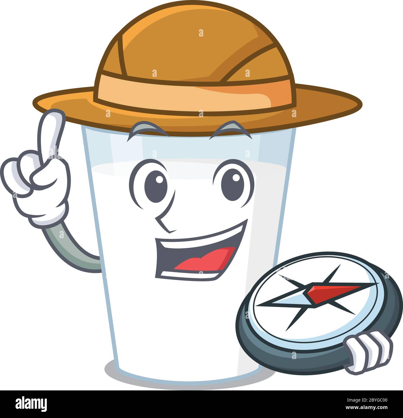 mascot design concept of glass of milk explorer using a compass in the ...