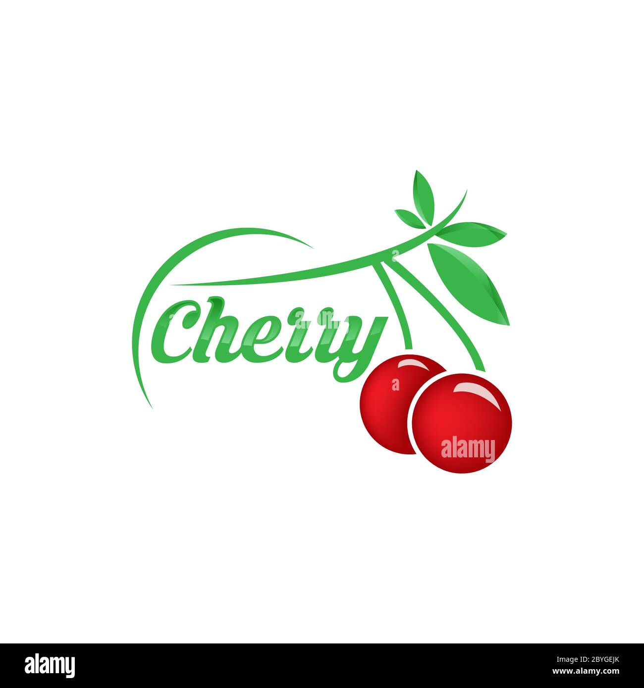 Cherry logo design, creative template with two ripe cherries can be used for cafe, bar, club, grocery store, package, price tag, flyer vector Illustra Stock Vector