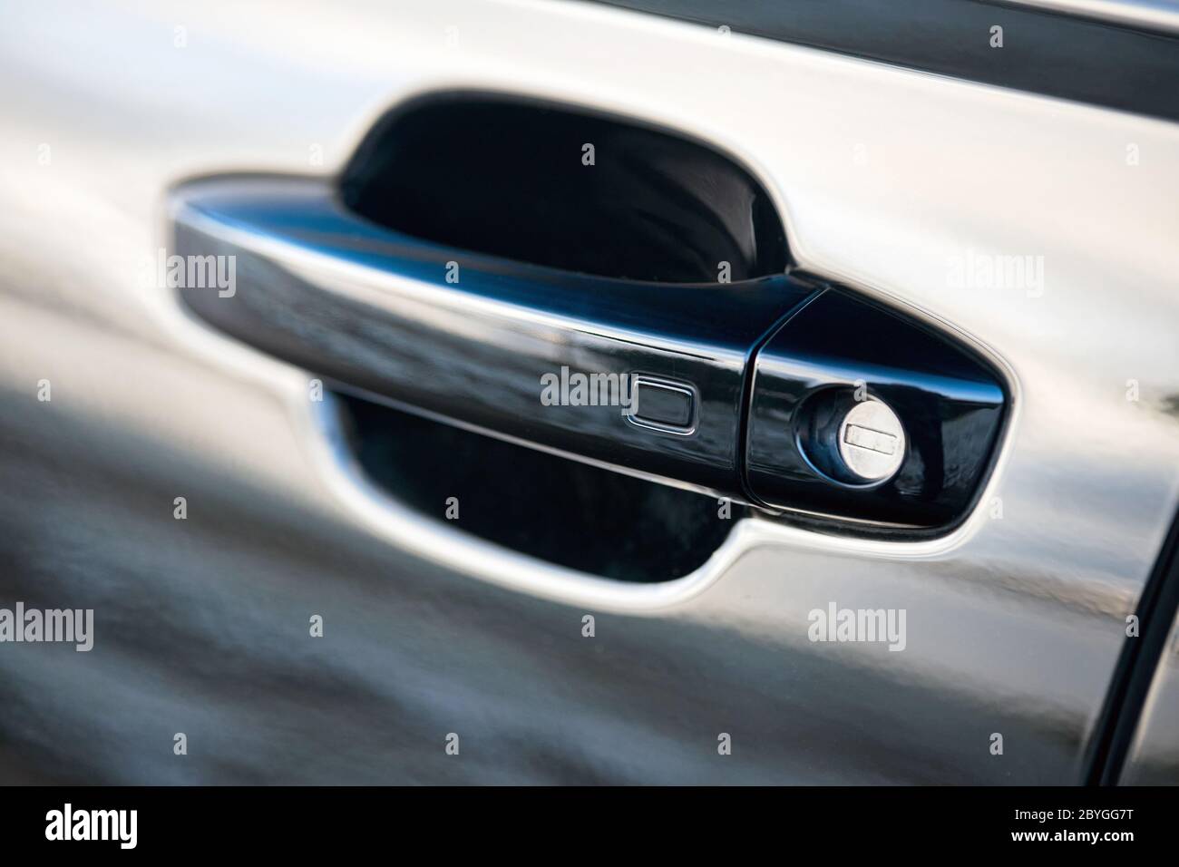 Luxury car door handle with sensor. Doors unlocked and locked without  operating the master key, closing door by touching sensor concept. Modern  techno Stock Photo - Alamy