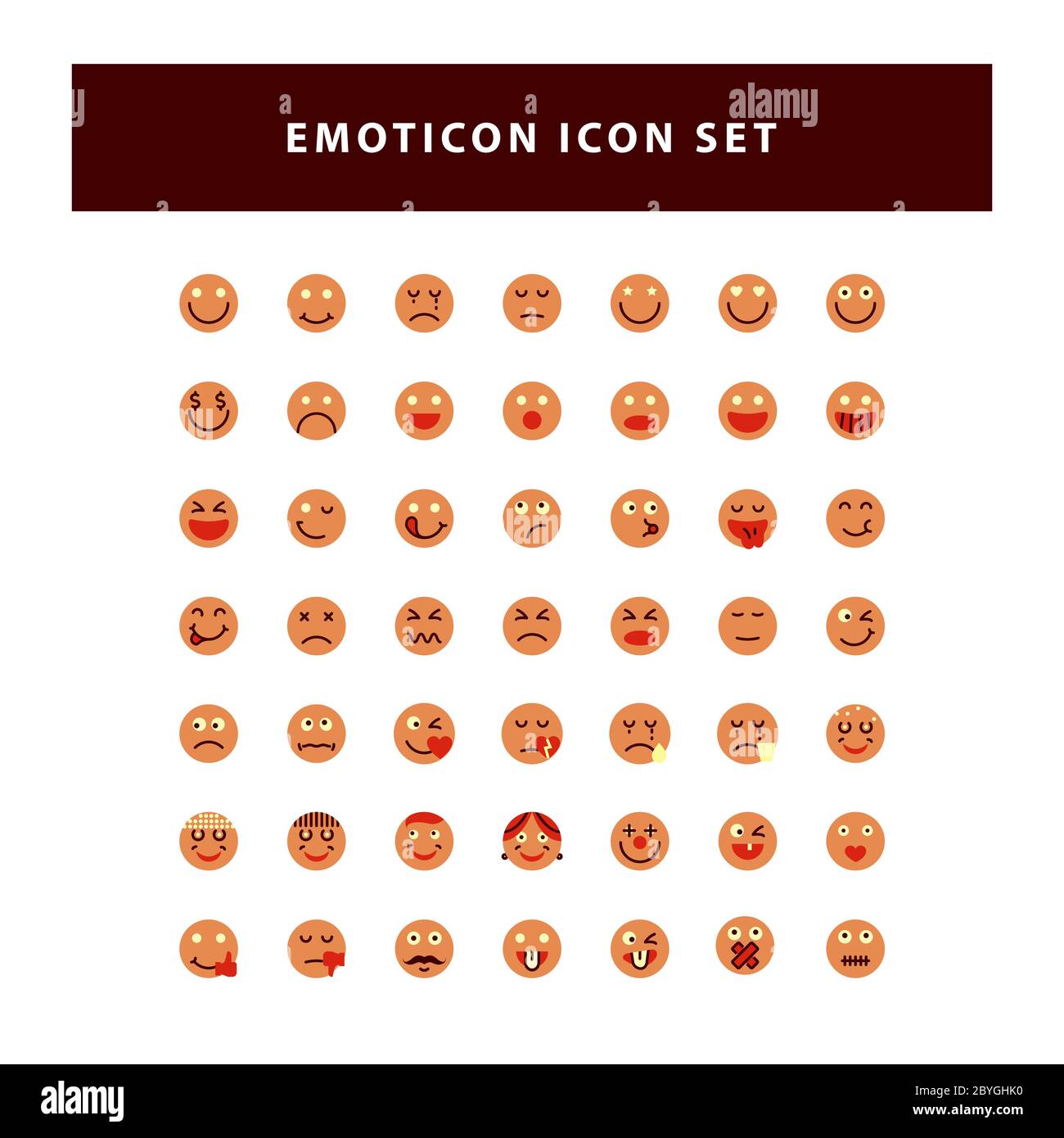set of Emotion icon with flat style design vector Stock Vector
