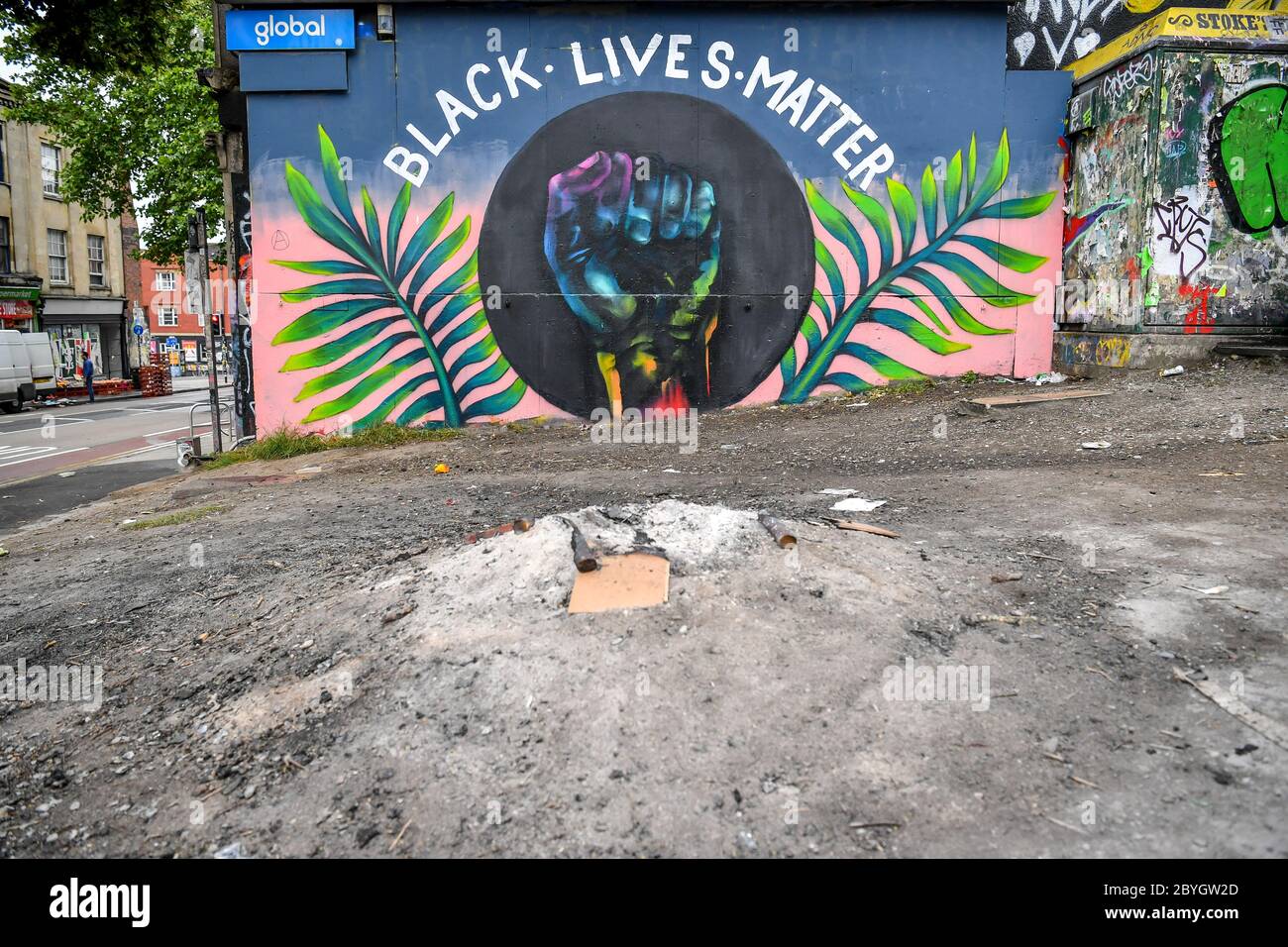 A graffiti art piece on Black Lives Matter on a wall in the Stokes ...