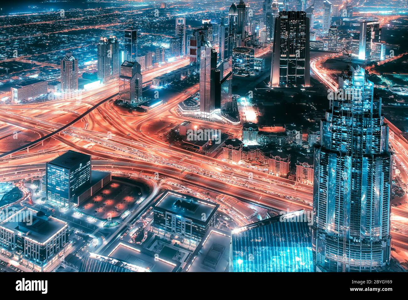 Dubai city in the evening Stock Photo