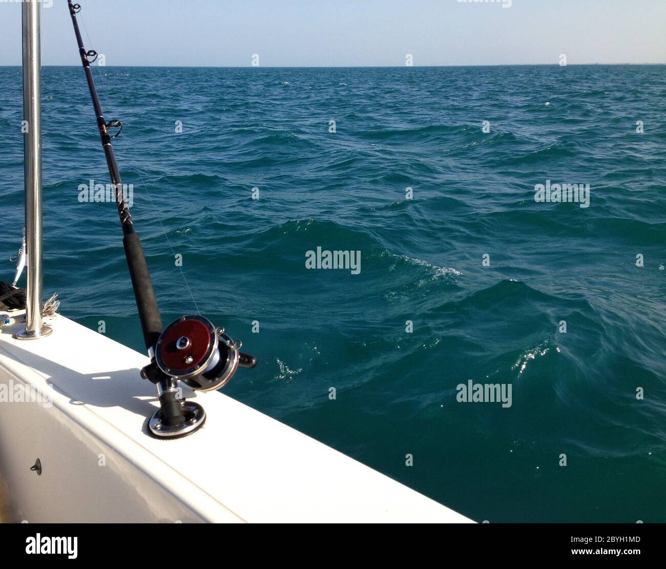 Big game fishing reels and rods Stock Photo