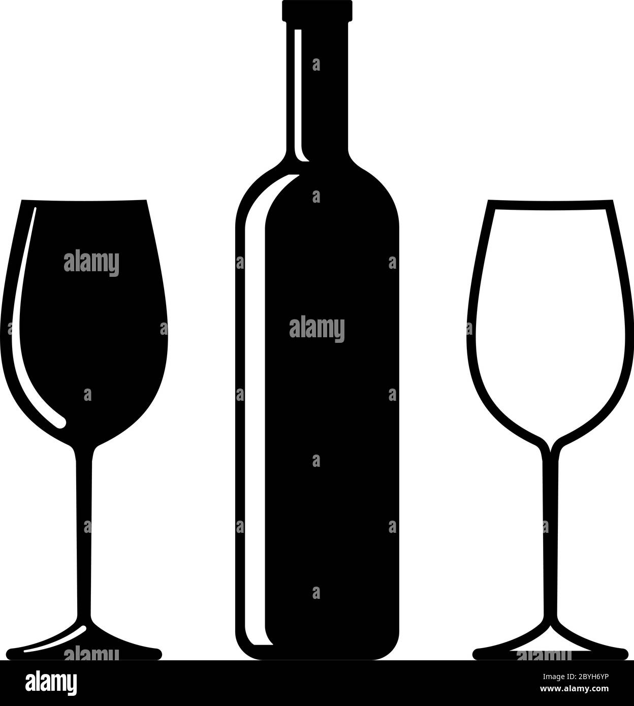 Bottle Of Wine And Glass Vector Illustration Stock Vector Image & Art ...