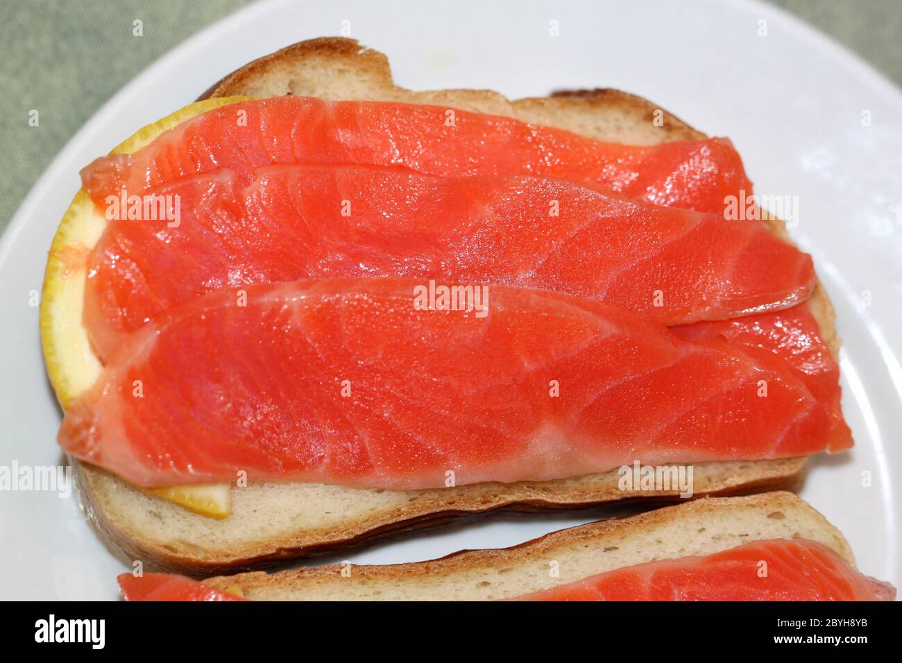 Sandwich with red fish Stock Photo