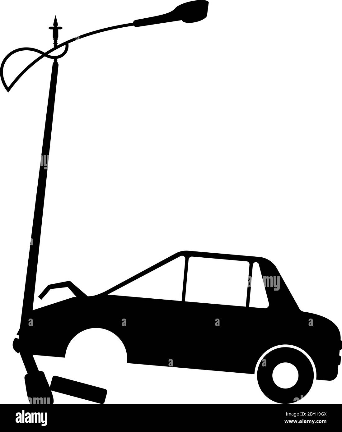 Car crashed into street light pole Stock Vector Images Alamy