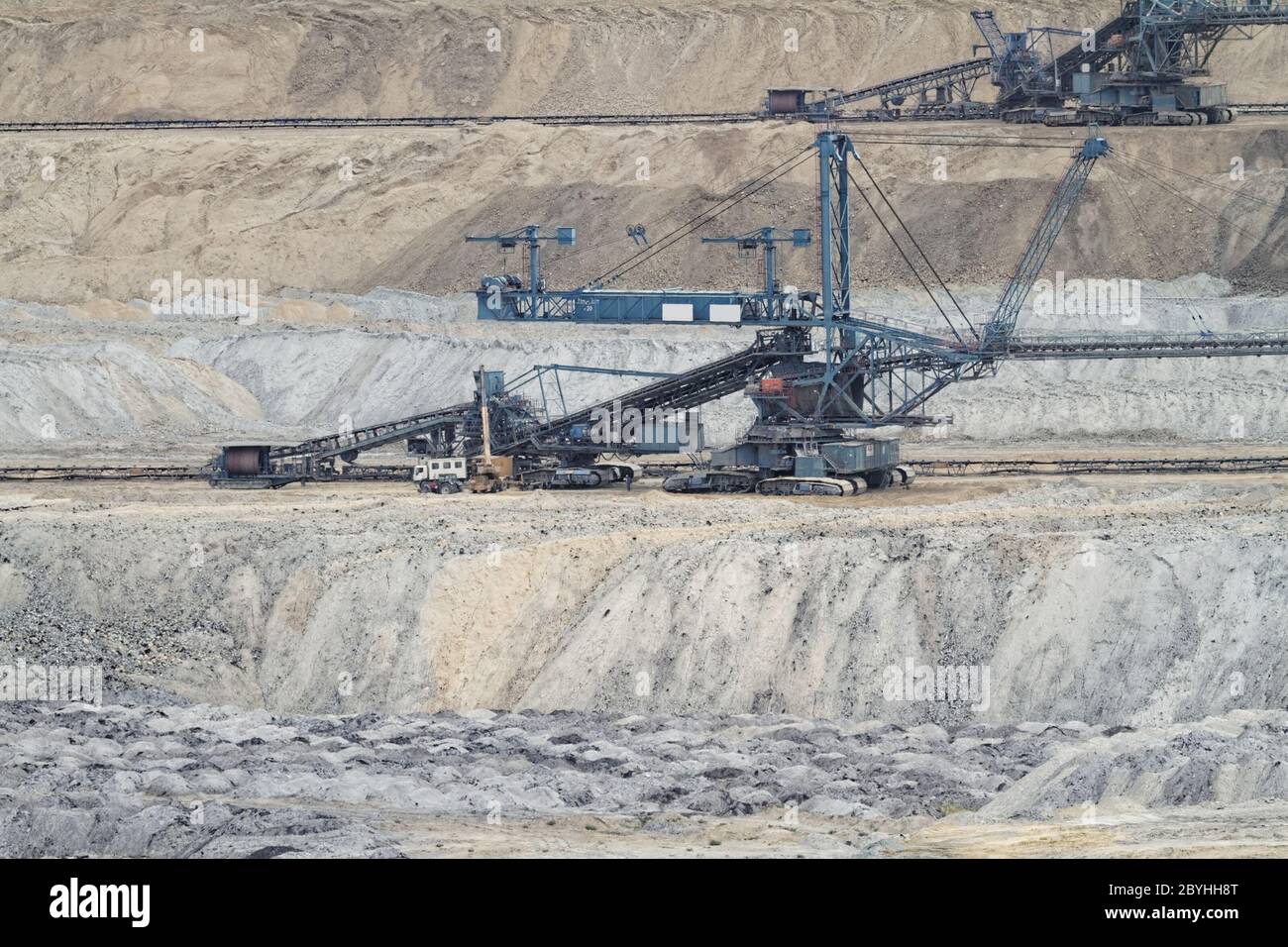 Coal mining in an open pit Stock Photo