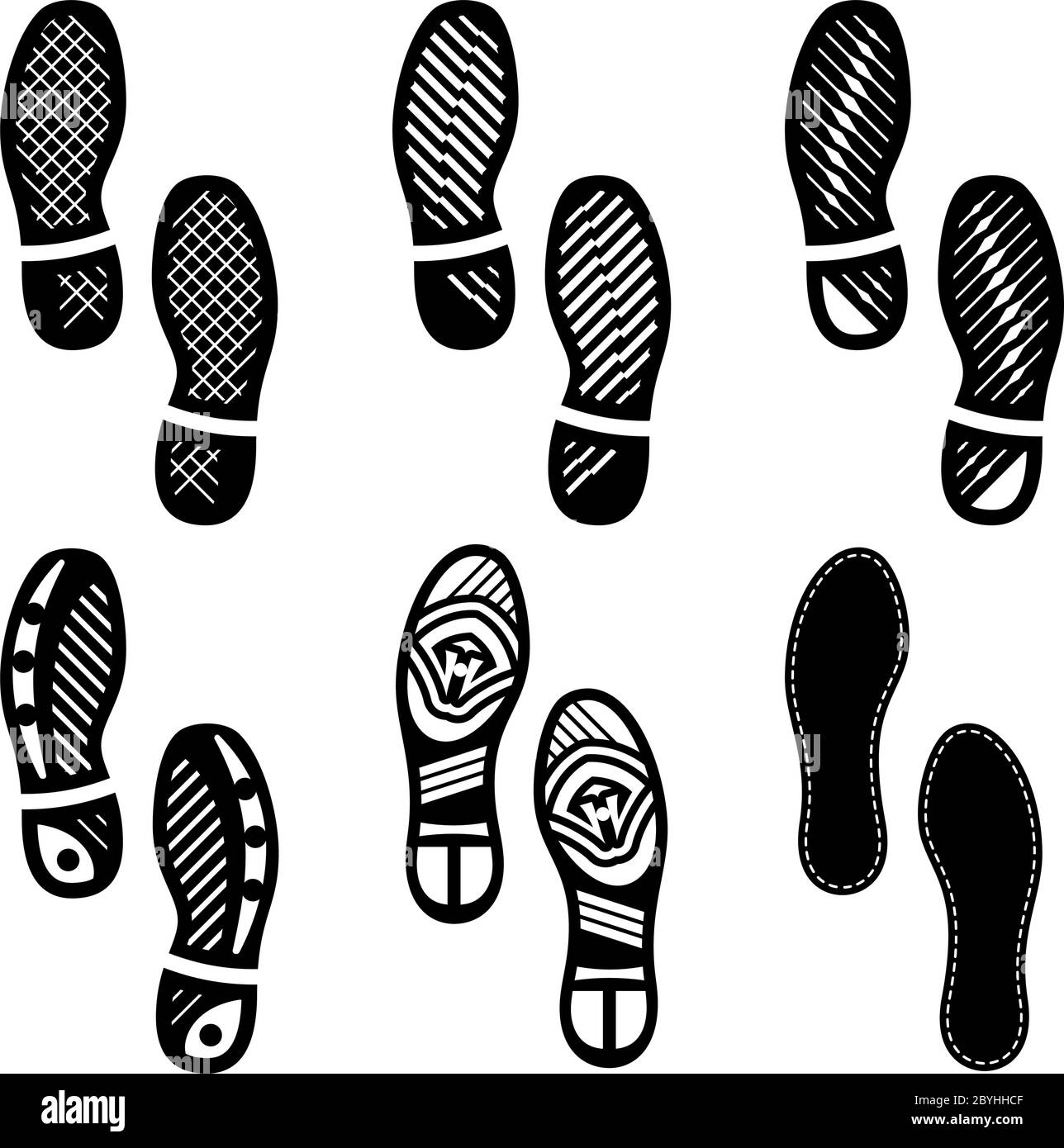 Imprint Soles Shoes (Shoe Print) Set Icon Vector Illustration Stock Vector