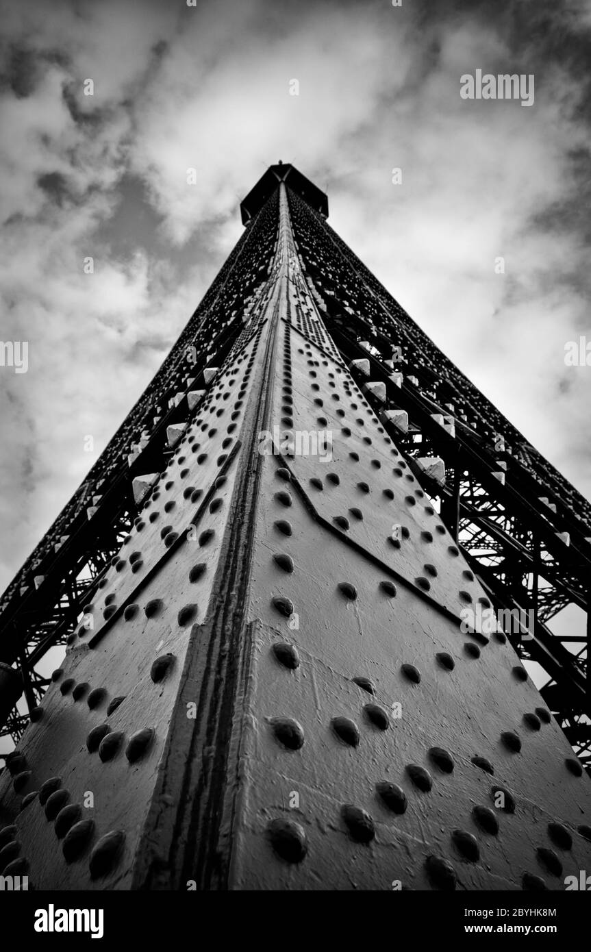 Eiffel Tower viewed from below Stock Photo