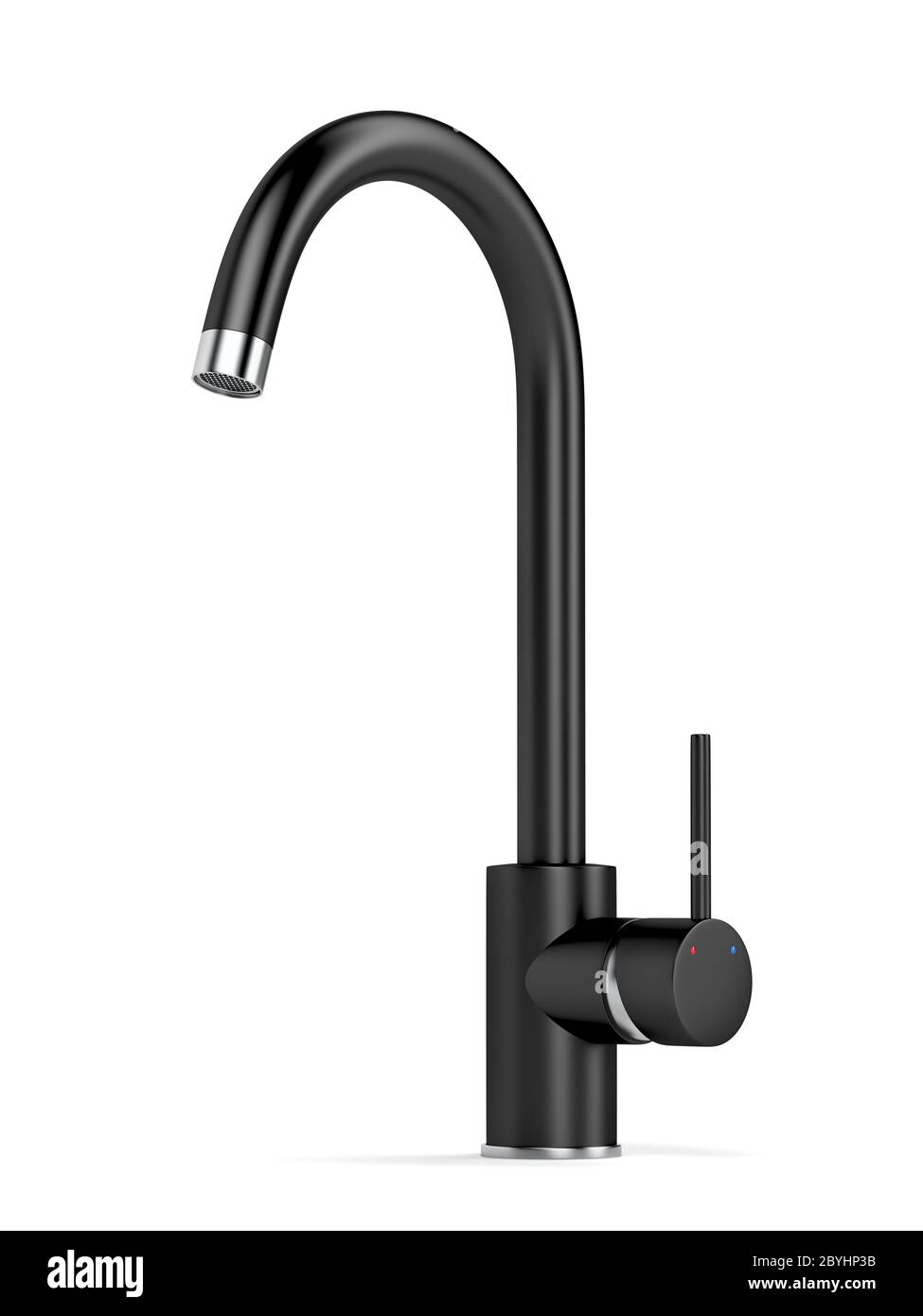 Black kitchen faucet on white background Stock Photo - Alamy