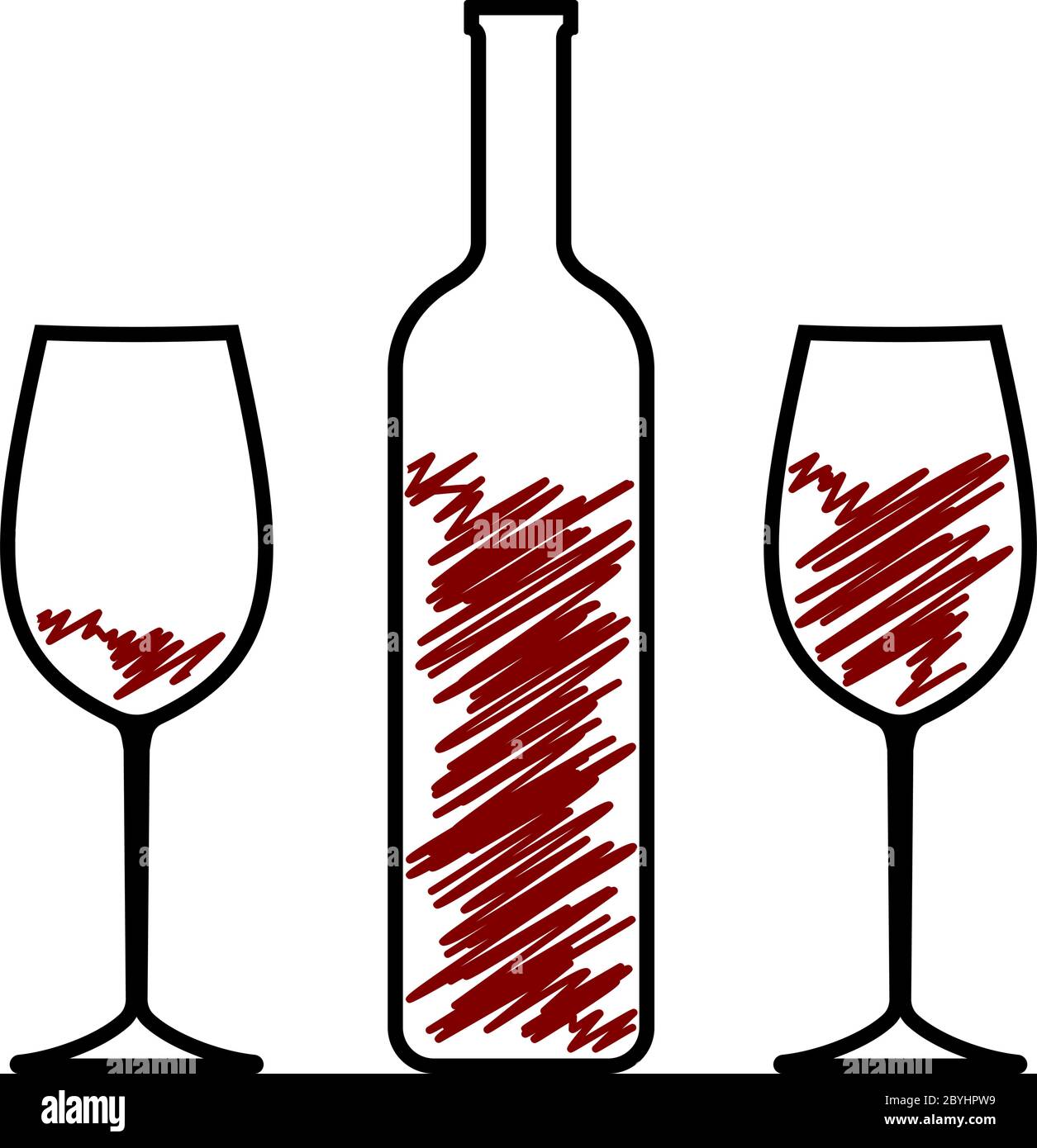 Bottle Of Wine And Glass Vector Illustration Stock Vector Image & Art ...