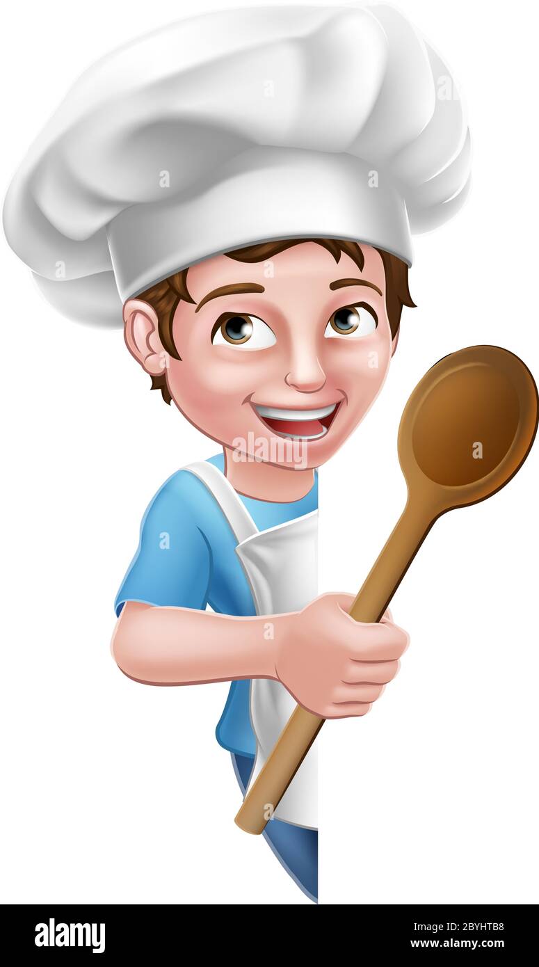 Kid Cartoon Boy Chef Cook Baker Child Sign Stock Vector Image & Art - Alamy