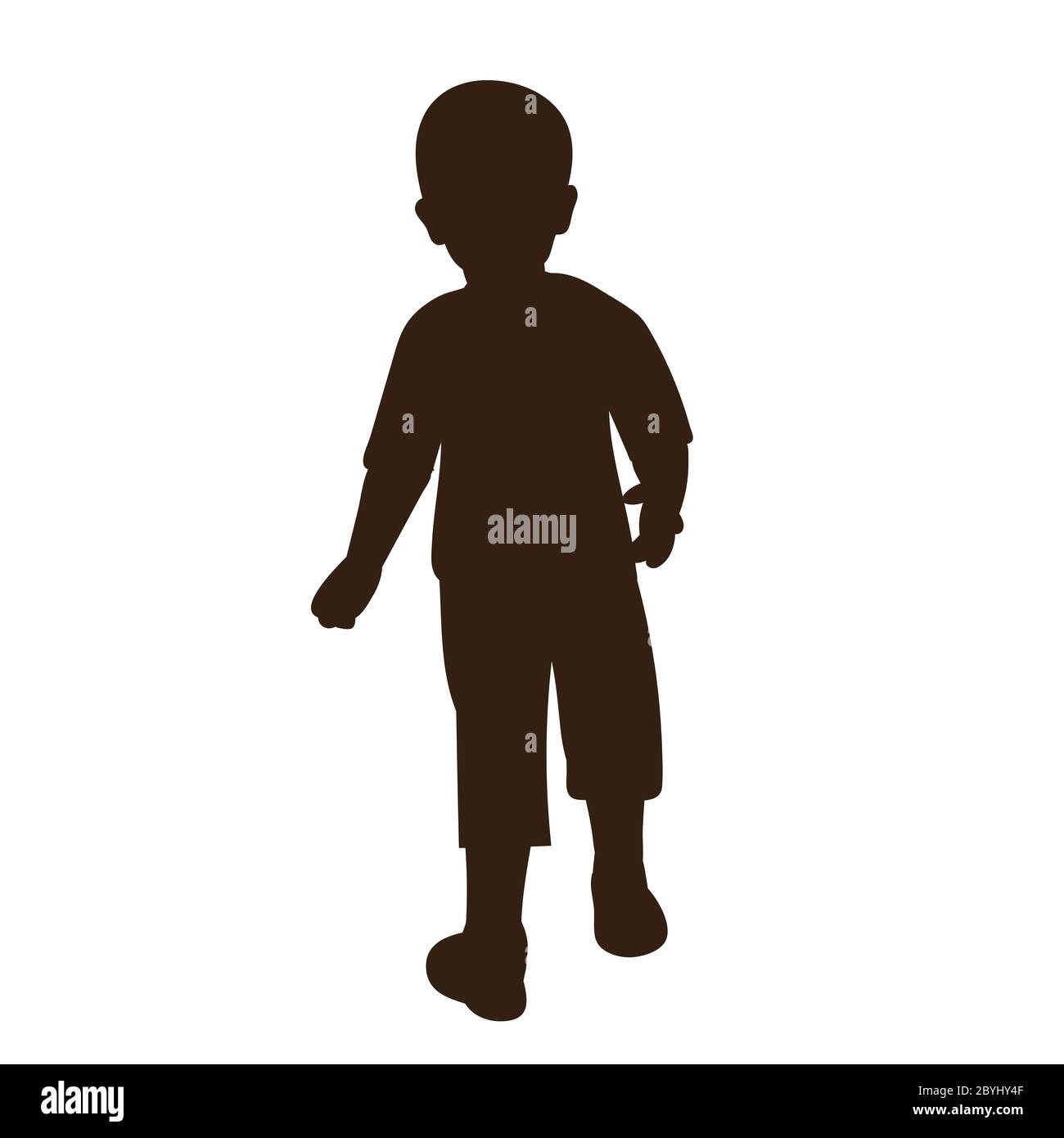 vector, white background, black silhouette child boy Stock Vector Image ...