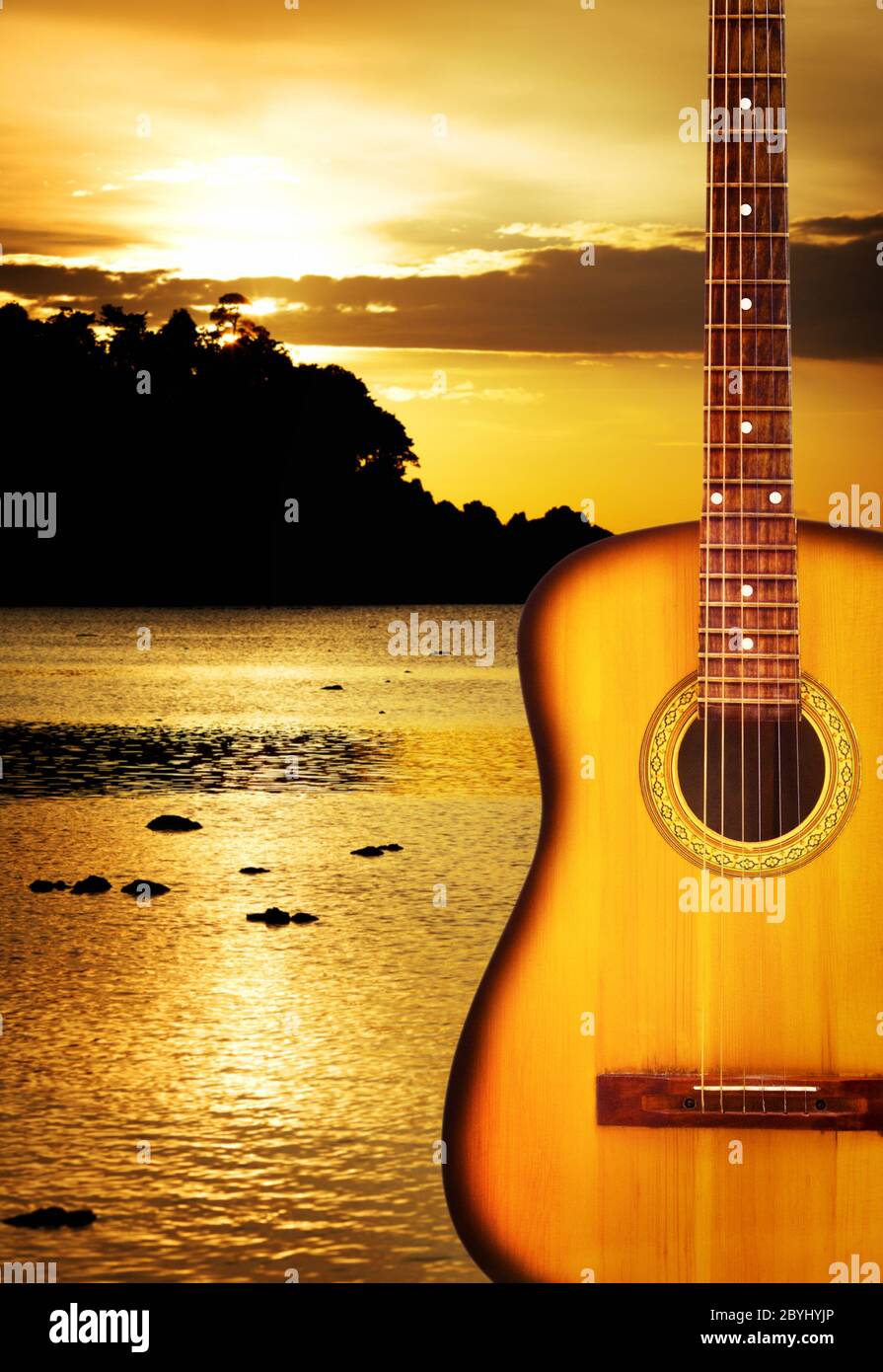 Yellow Acoustic Guitar Stock Photo - Alamy