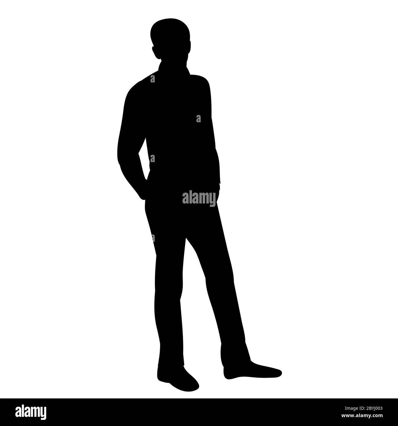 white background, black silhouette of a man standing Stock Vector Image ...