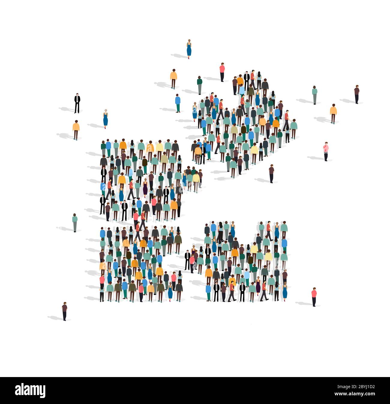 Charitable foundation. Puzzle pieces made from people on white