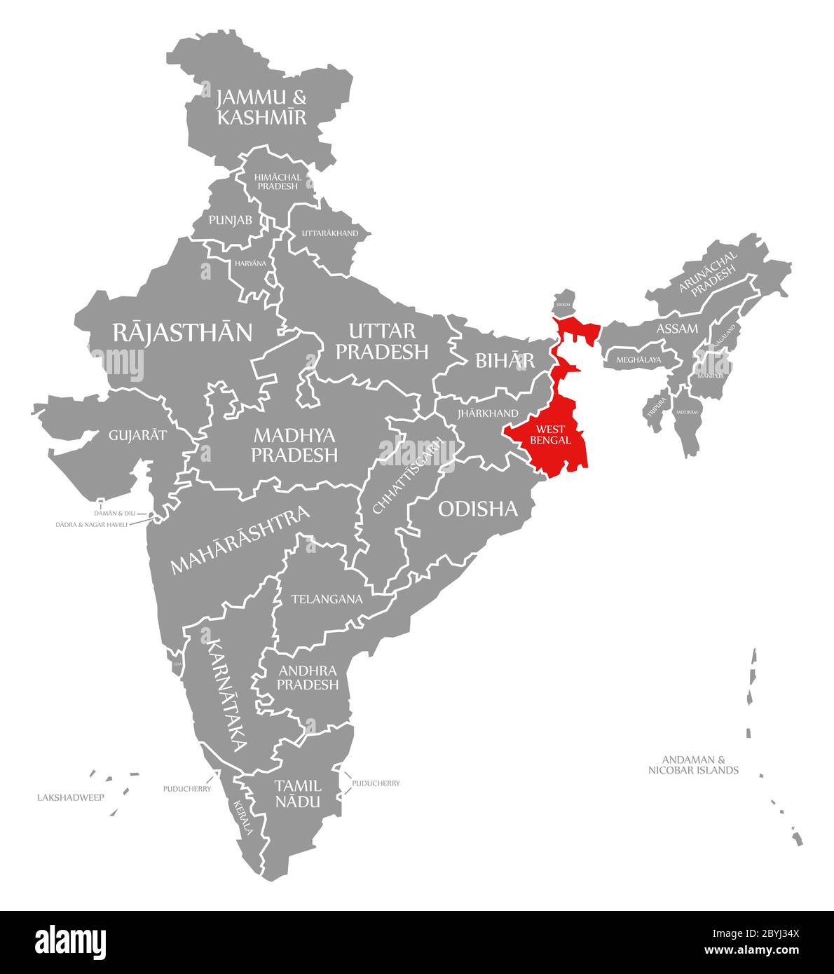 West Bengal Located In India Map West Bengal Red Highlighted In Map Of India Stock Photo - Alamy West Bengal Located In India Map West Bengal Red Highlighted In Map Of India Stock Photo - Alamy