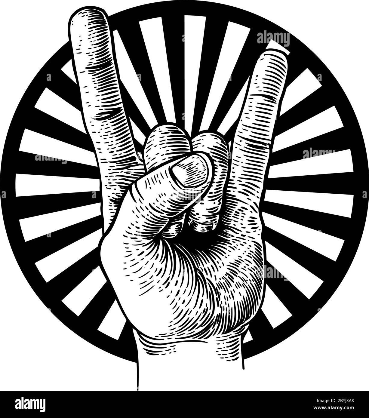 Heavy Metal Rock Music Hand Sign Gesture Stock Vector