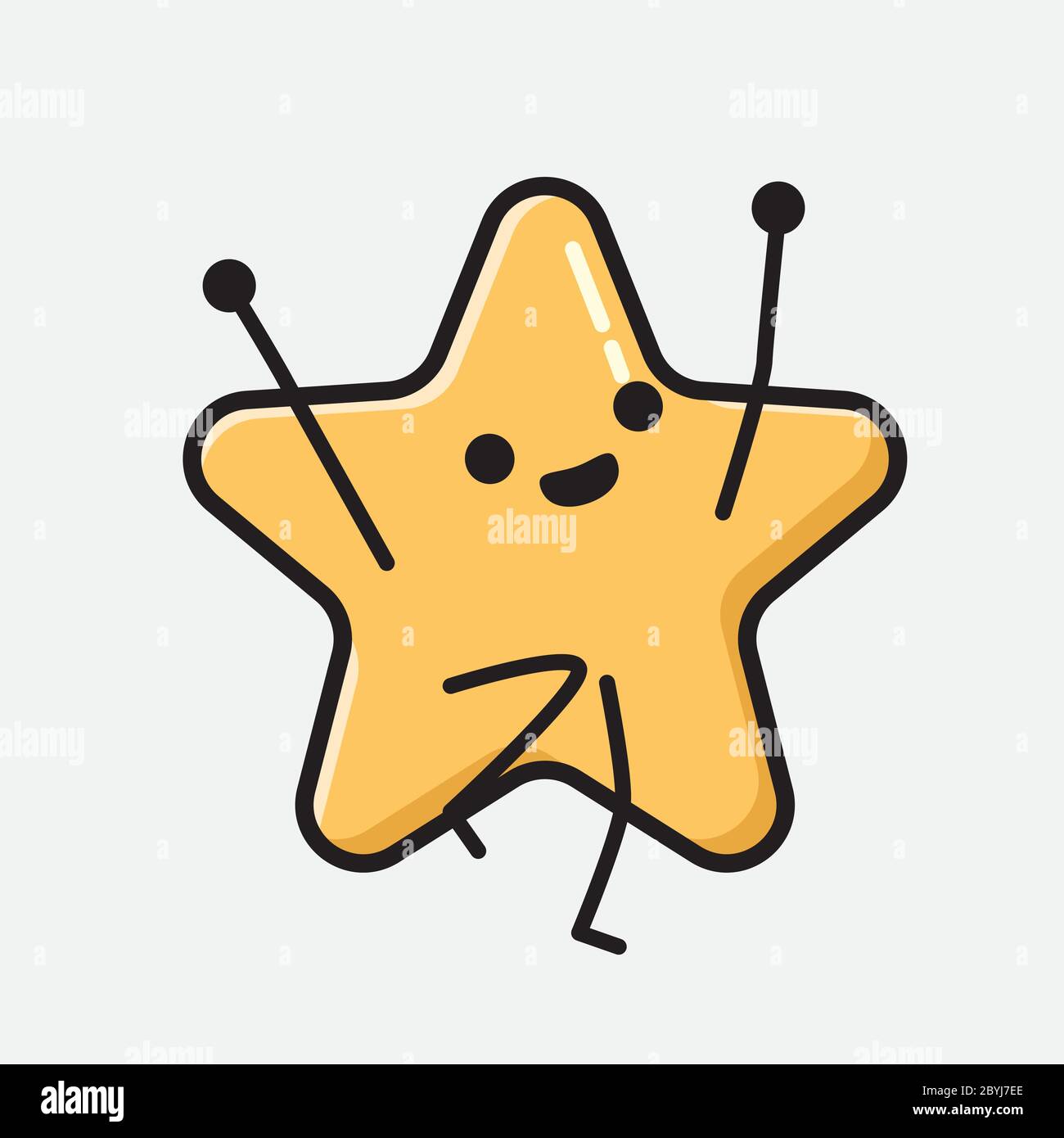 An illustration of Cute Yellow Star Mascot Vector Character in Flat ...