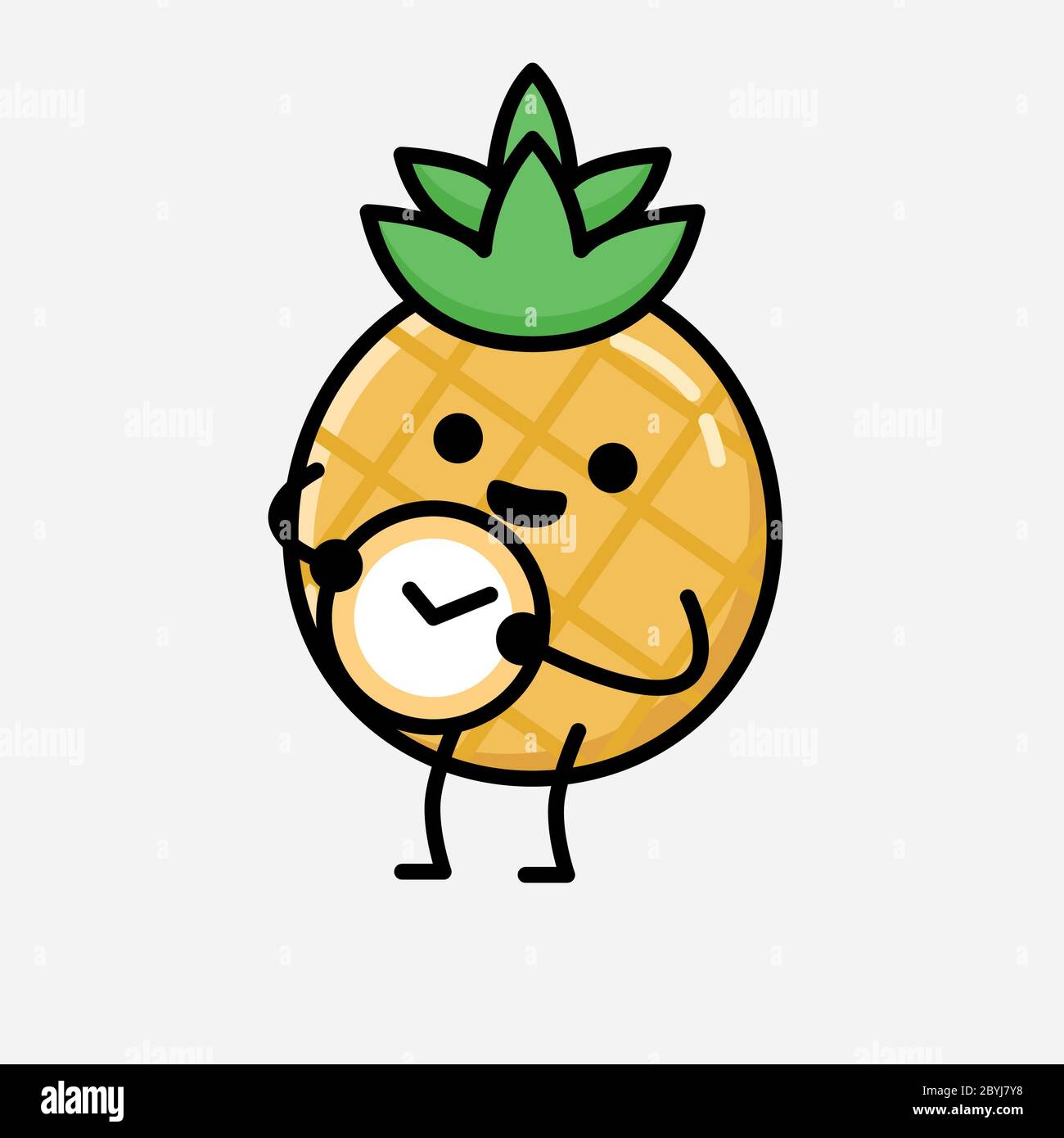 An illustration of Cute Pineapple Fruit Mascot Vector Character in Flat ...