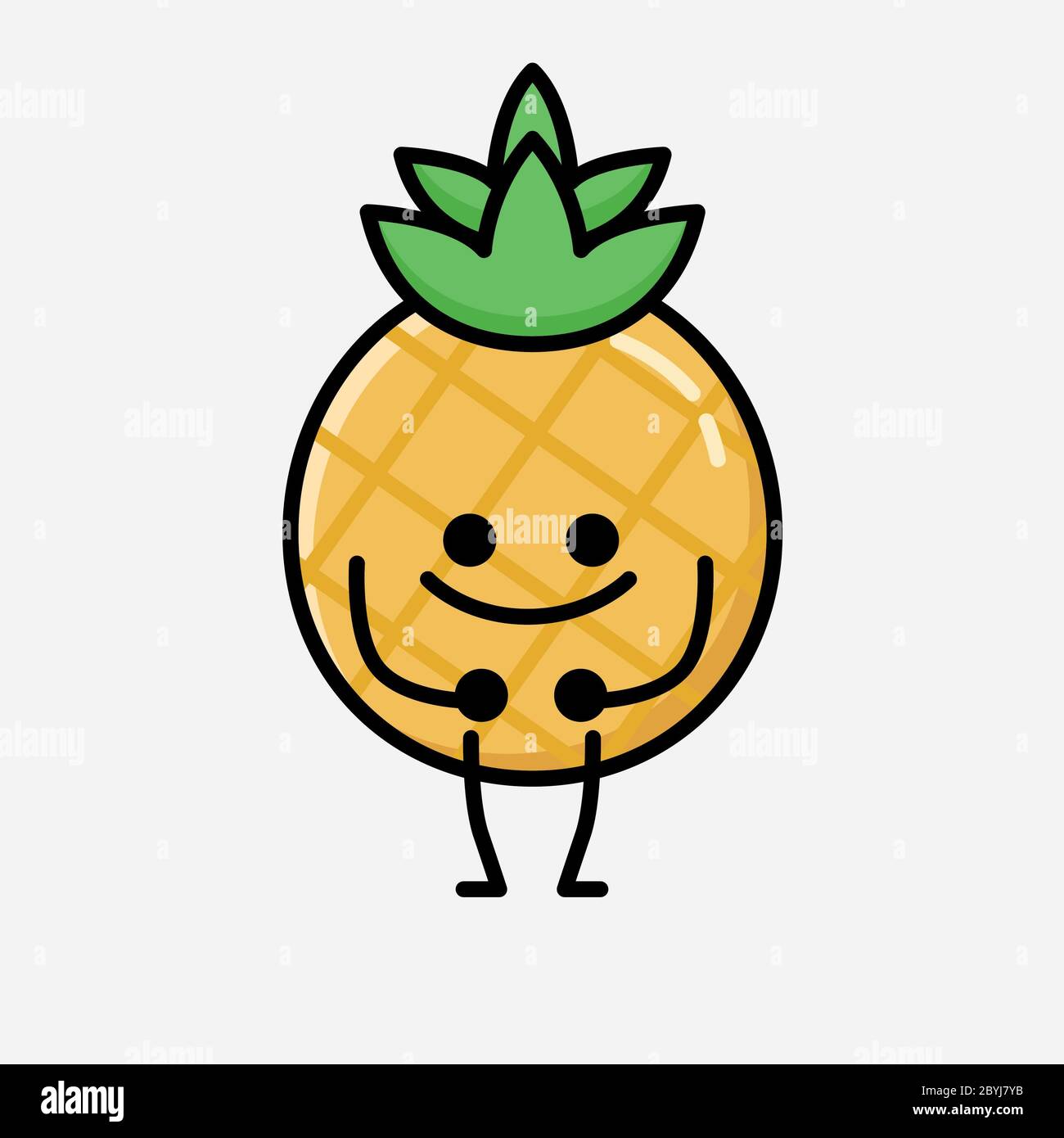 An illustration of Cute Pineapple Fruit Mascot Vector Character in Flat ...