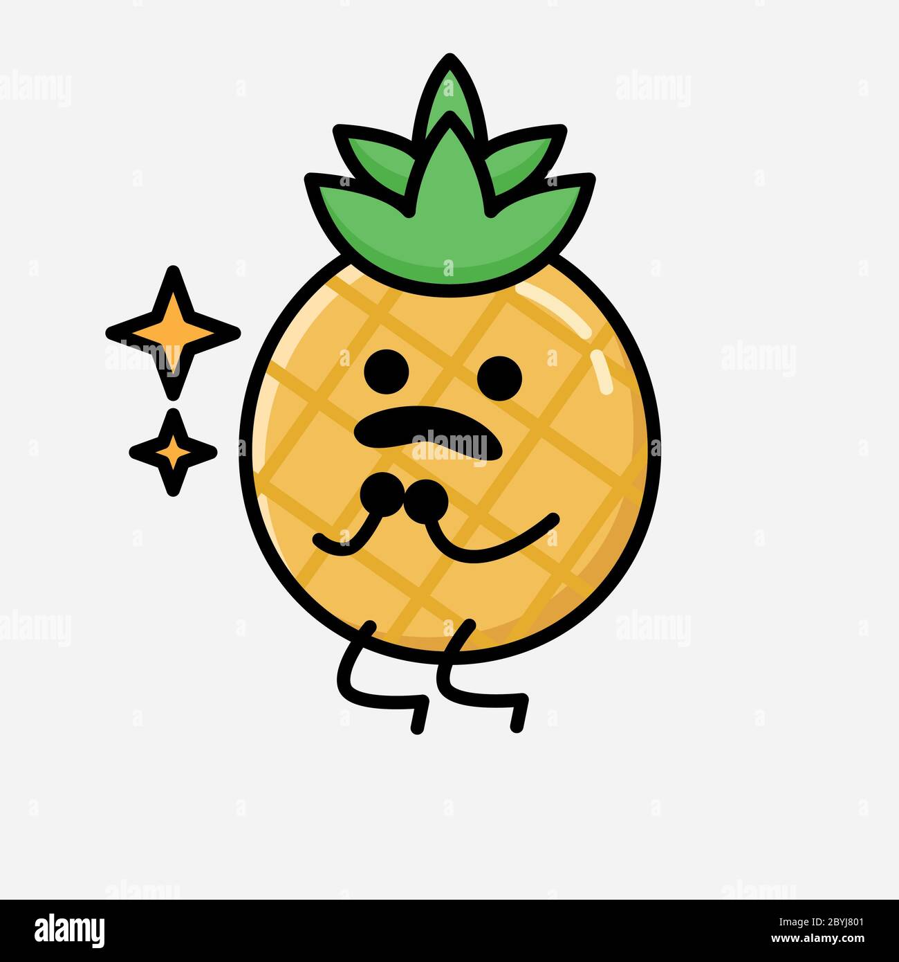 An illustration of Cute Pineapple Fruit Mascot Vector Character in Flat ...