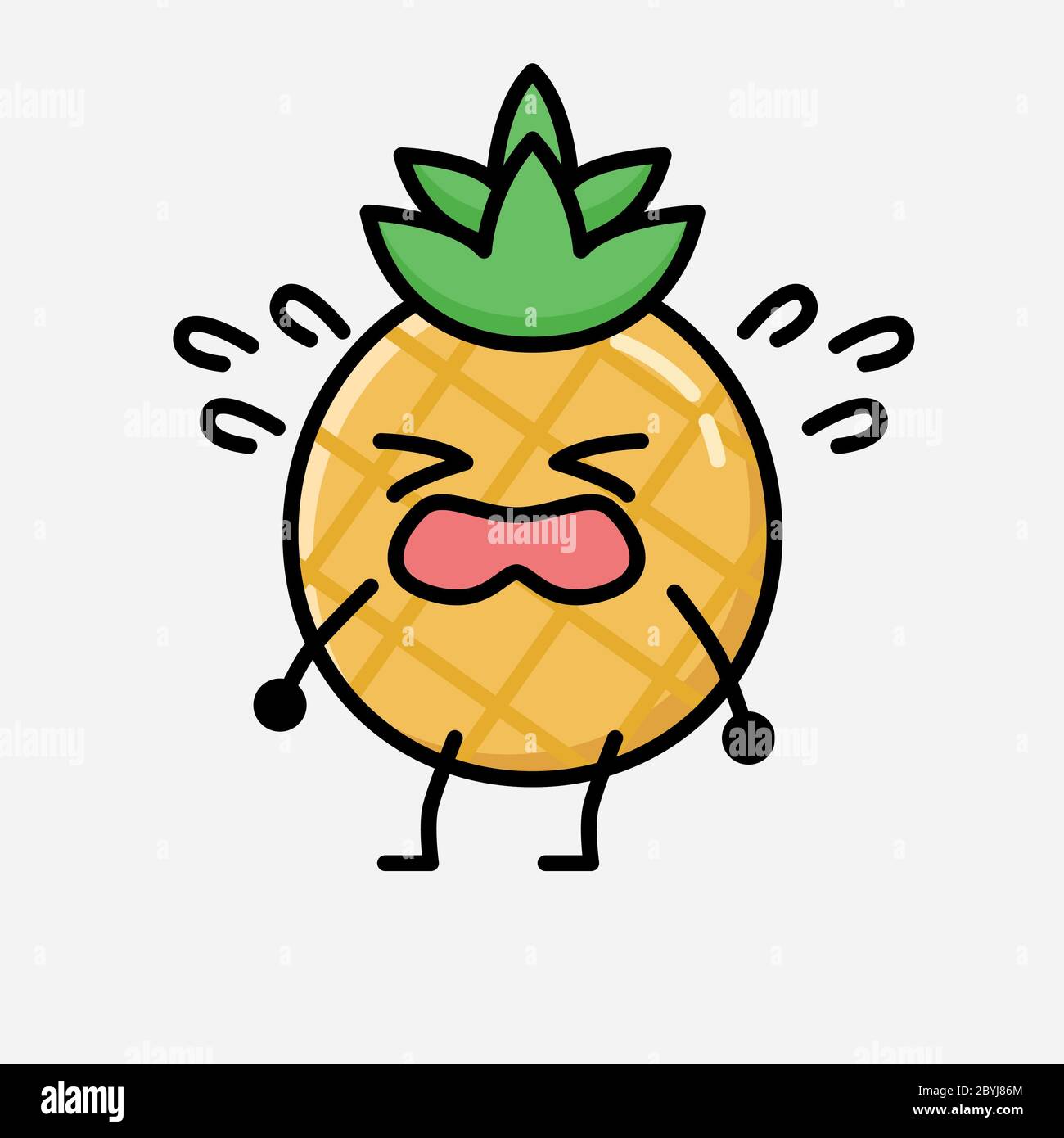 An illustration of Cute Pineapple Fruit Mascot Vector Character in Flat ...