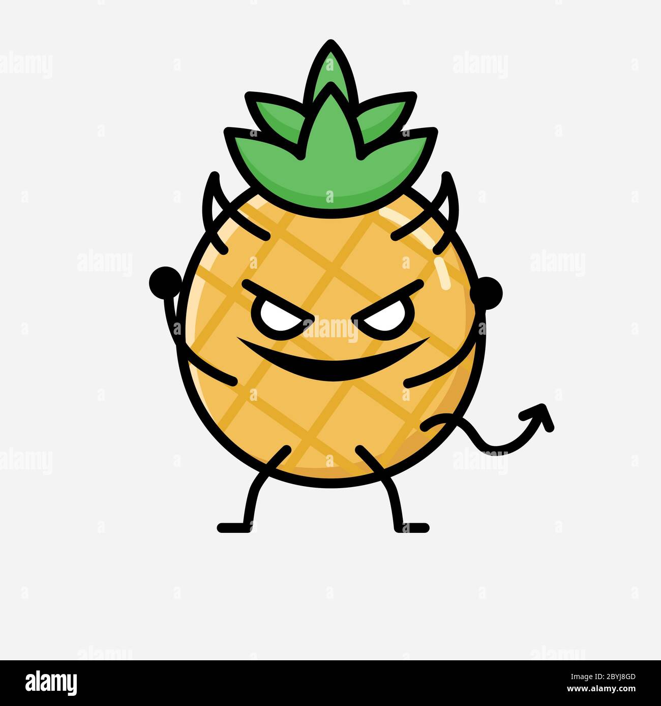 An illustration of Cute Pineapple Fruit Mascot Vector Character in Flat ...