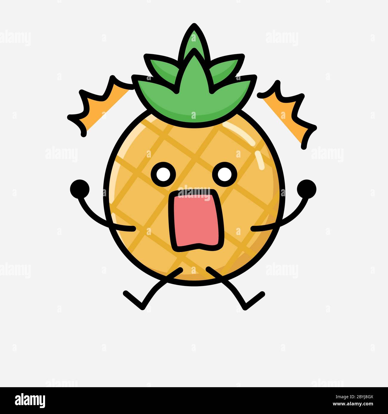 An illustration of Cute Pineapple Fruit Mascot Vector Character in Flat ...