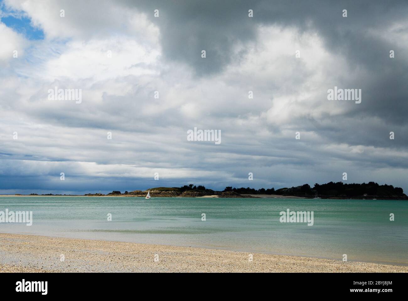 beach at low tide near Saint-Jacut-de-la-Mer in Brittany in France Stock Photo