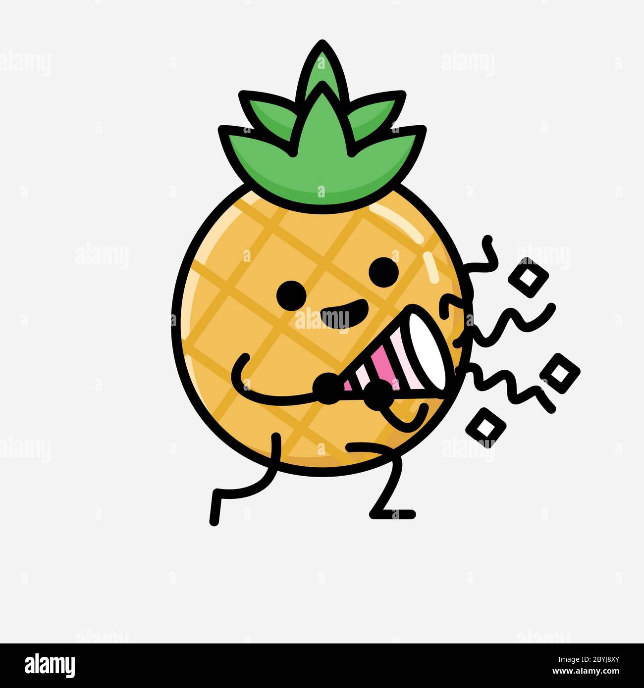 An illustration of Cute Pineapple Fruit Mascot Vector Character in Flat ...