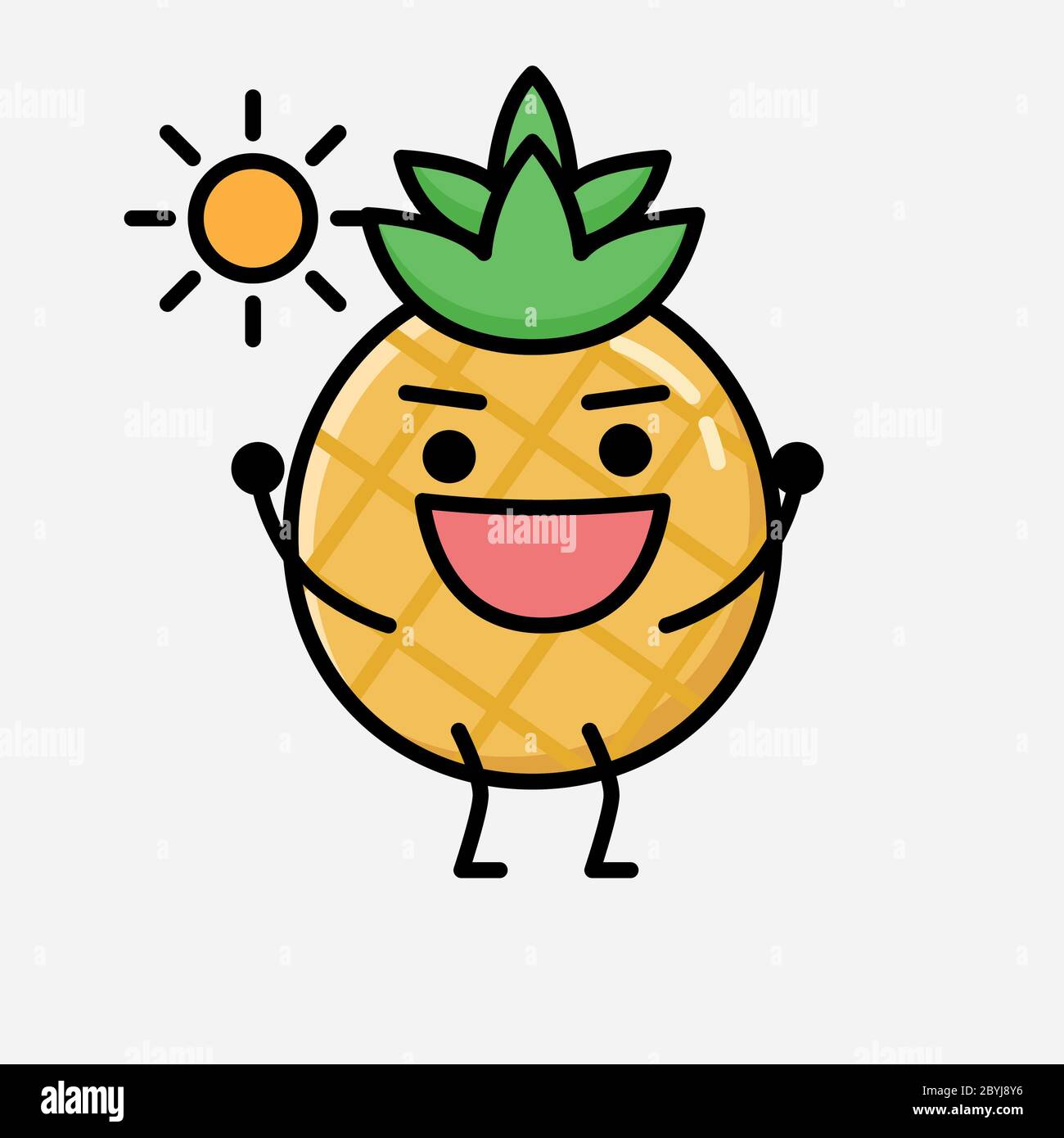 An illustration of Cute Pineapple Fruit Mascot Vector Character in Flat ...