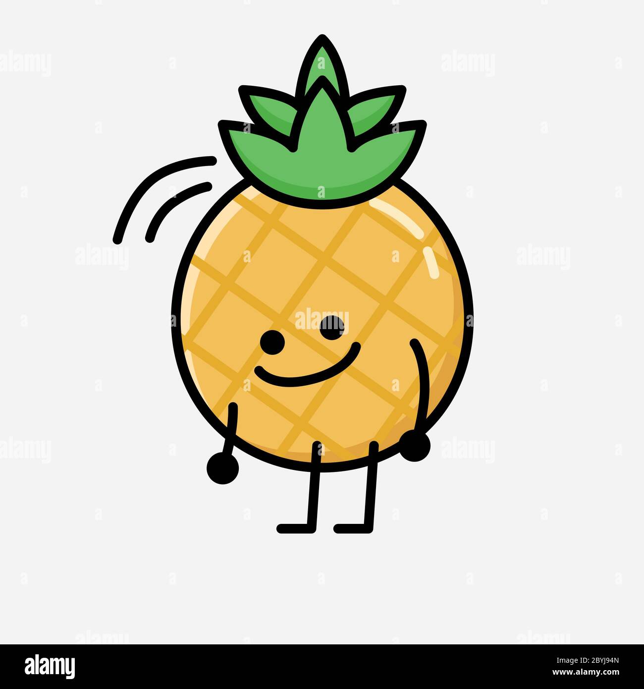 An illustration of Cute Pineapple Fruit Mascot Vector Character in Flat ...