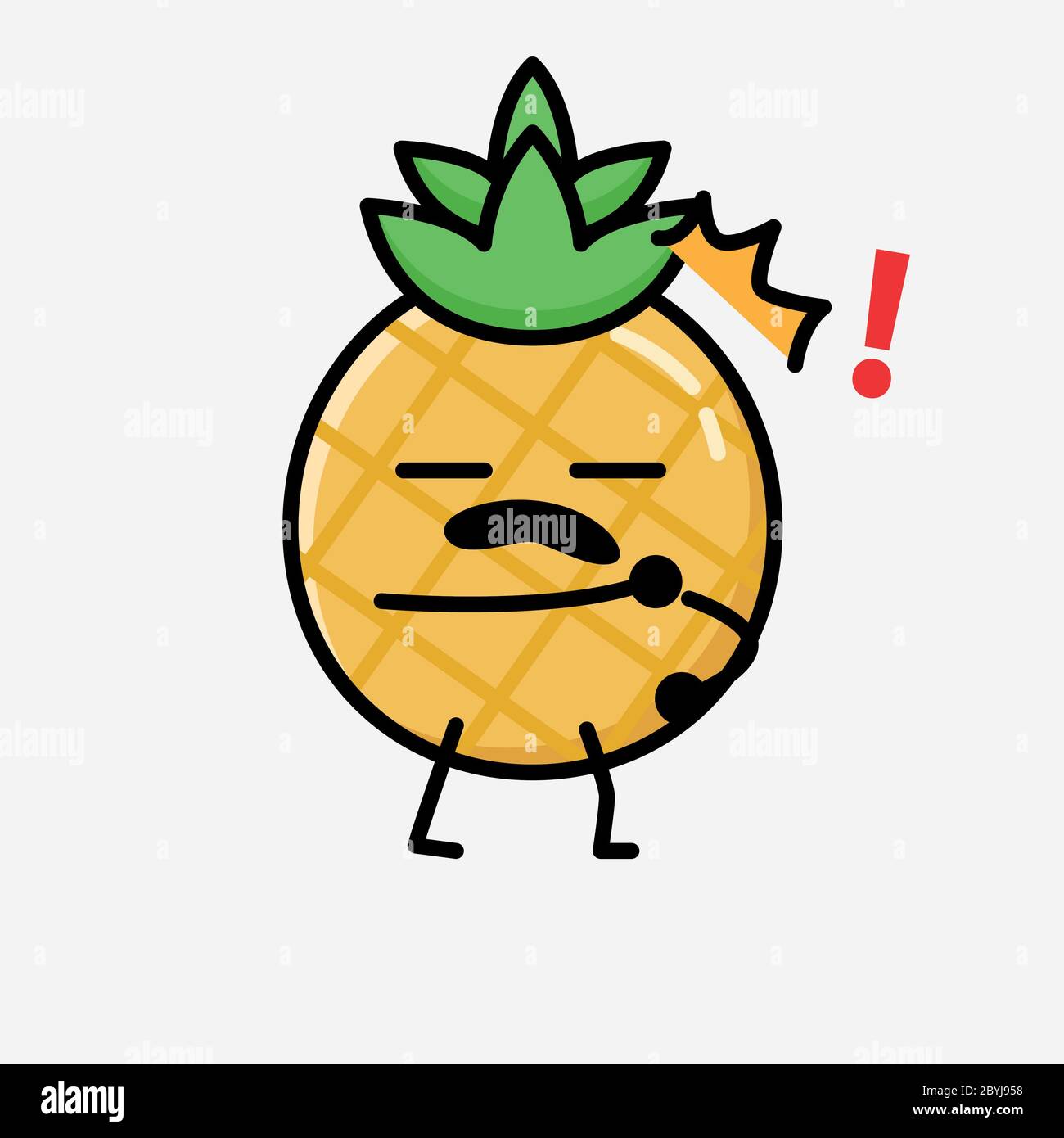 An illustration of Cute Pineapple Fruit Mascot Vector Character in Flat ...