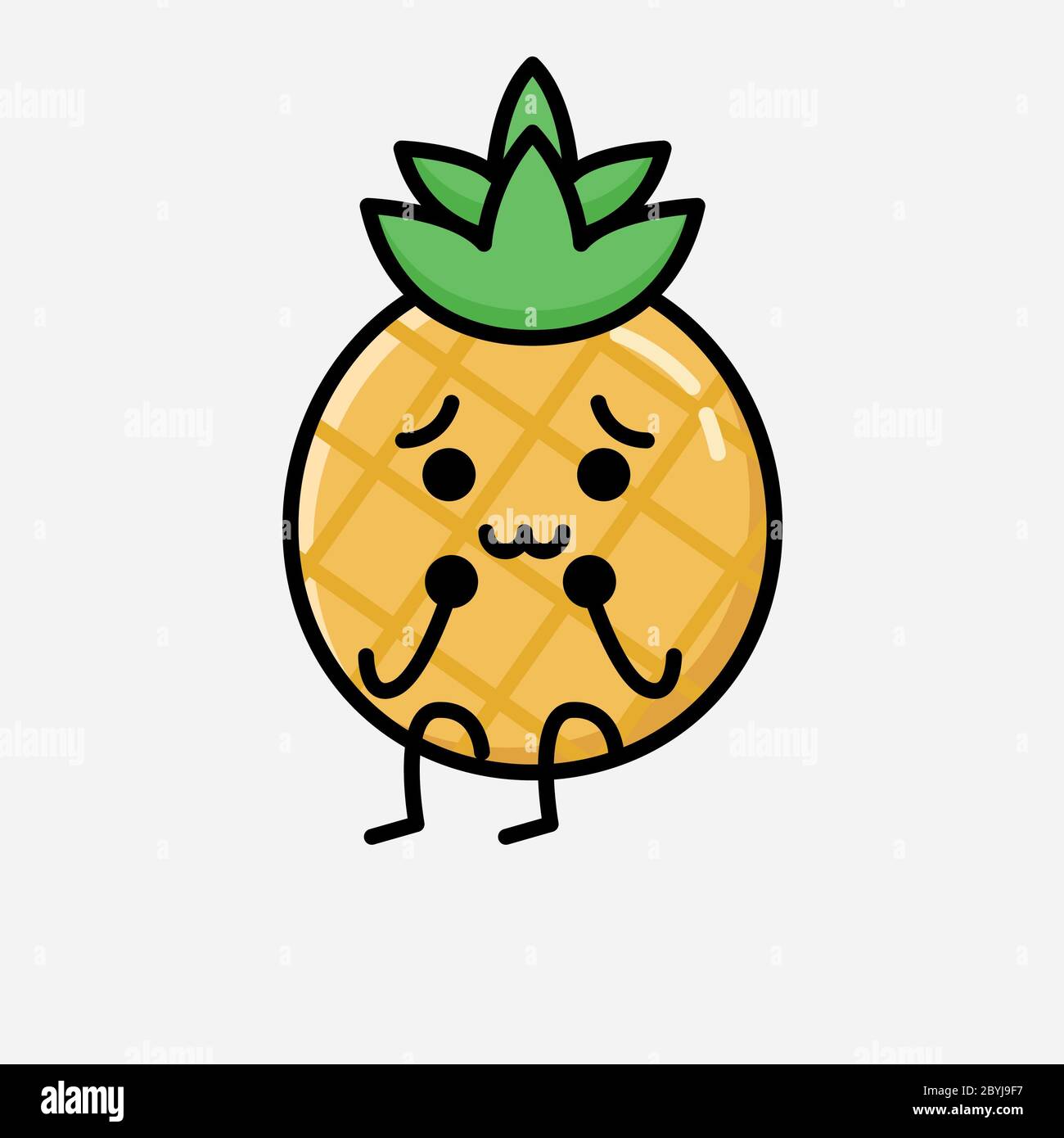 An illustration of Cute Pineapple Fruit Mascot Vector Character in Flat ...