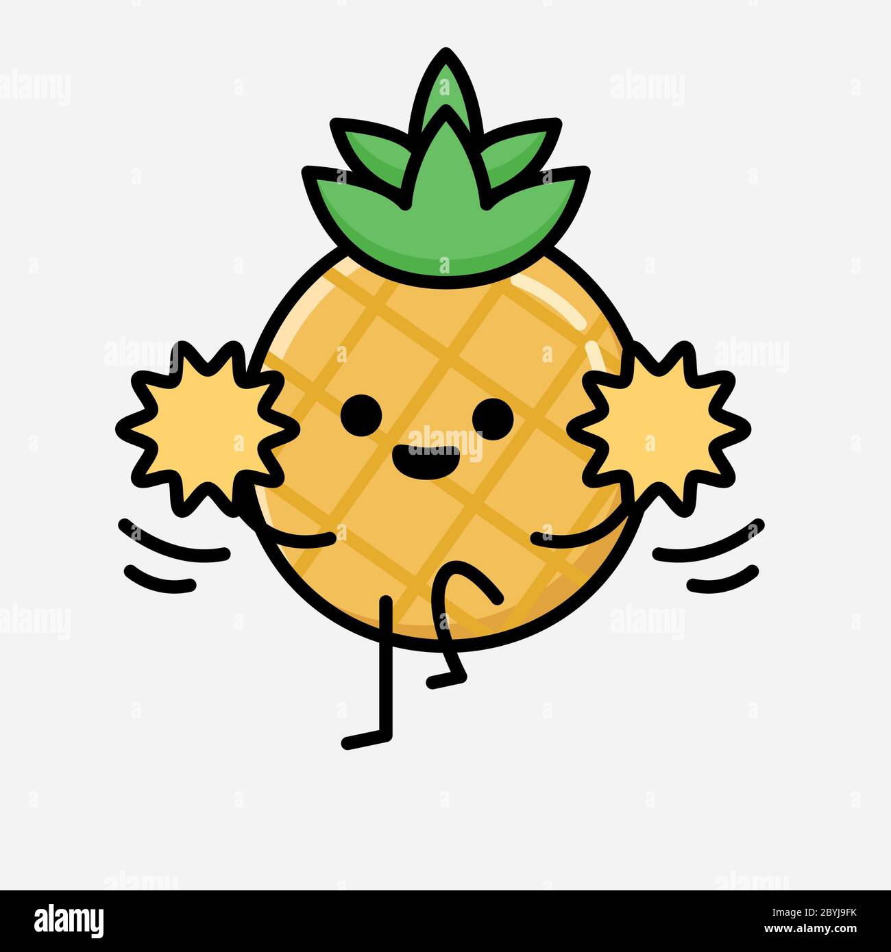 An illustration of Cute Pineapple Fruit Mascot Vector Character in Flat ...