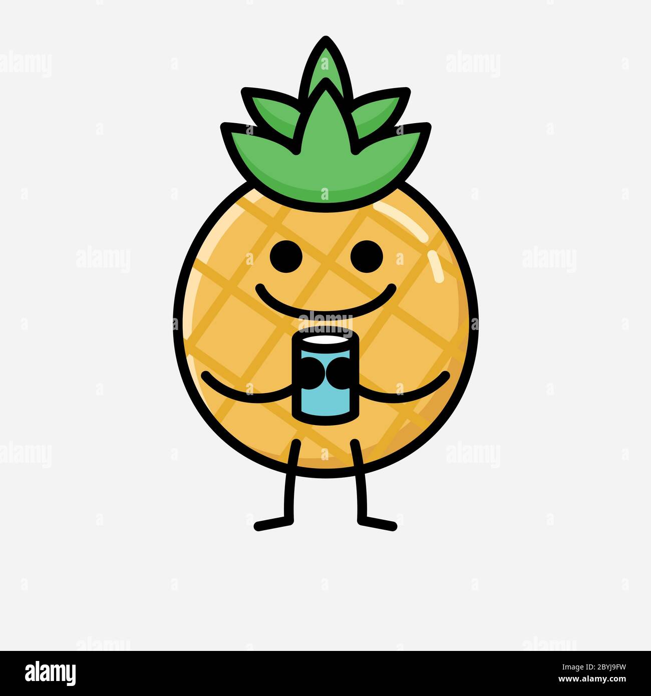 An illustration of Cute Pineapple Fruit Mascot Vector Character in Flat ...