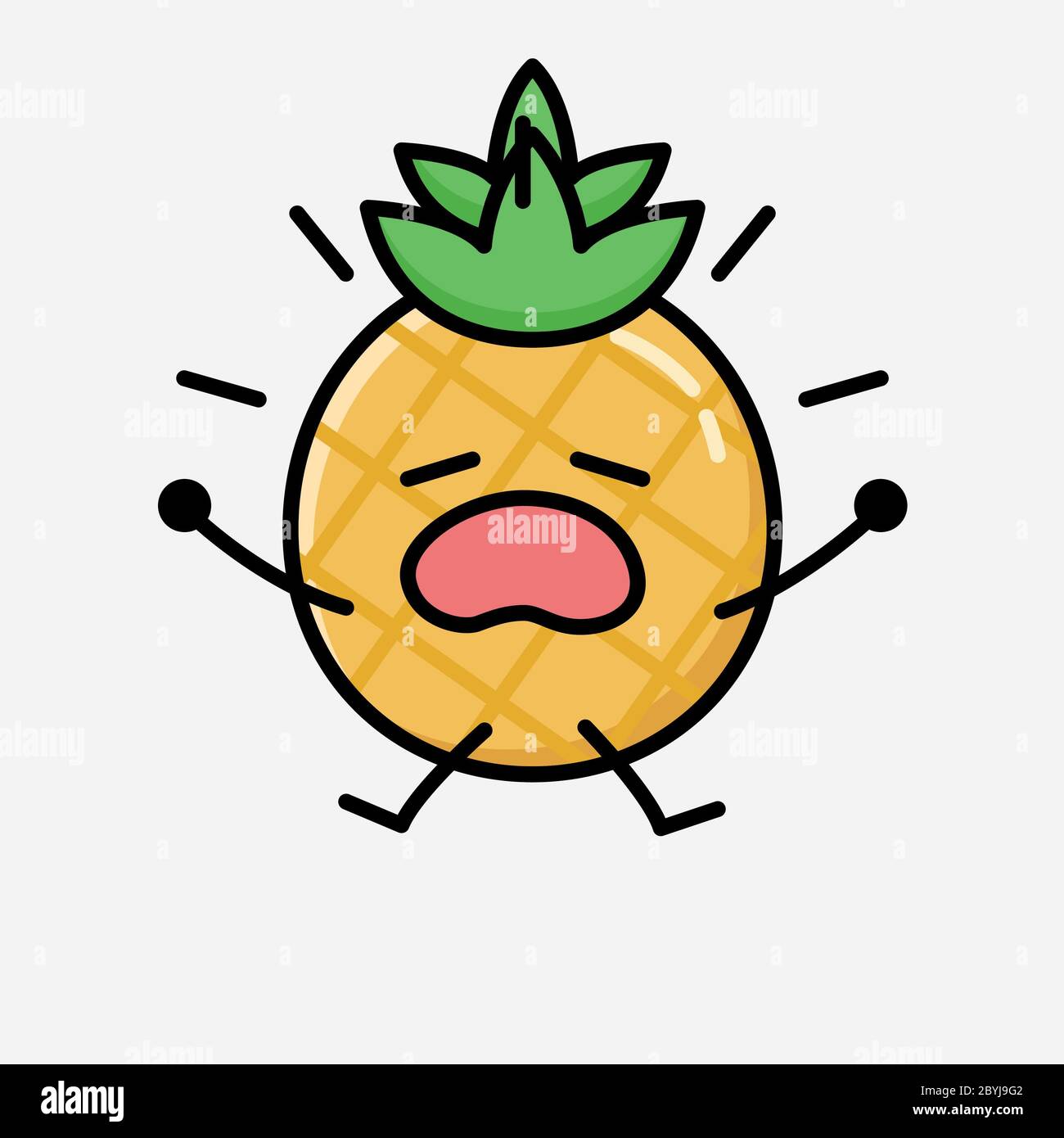 An illustration of Cute Pineapple Fruit Mascot Vector Character in Flat ...