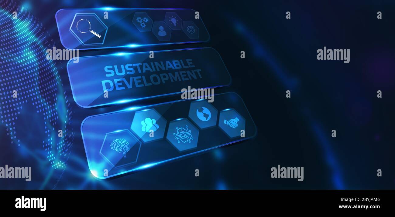 Inscription Technology SUSTAINABLE DEVELOPMENT inscription, cloud technology concept. Business ...