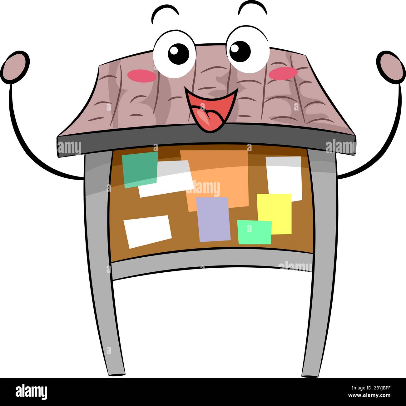Illustration of an Outdoor Bulletin Board Mascot with Papers Posted on