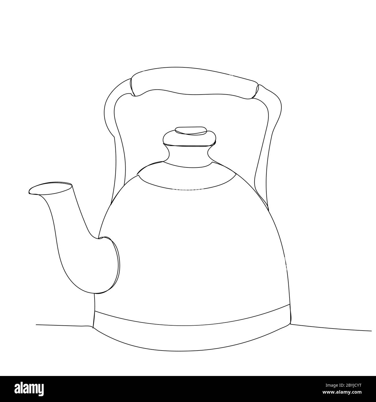 vector, on a white background, kettle continuous line drawing Stock ...