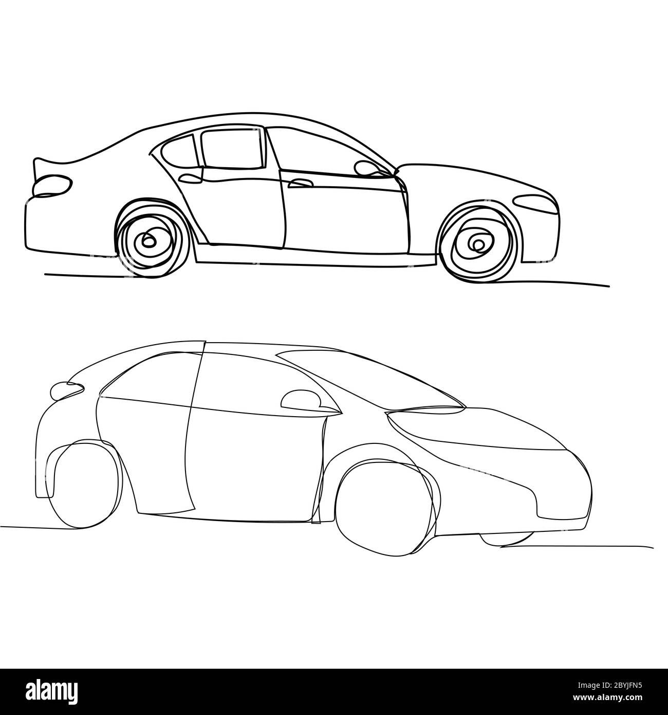isolated, single line drawing of a continuous car Stock Vector Image