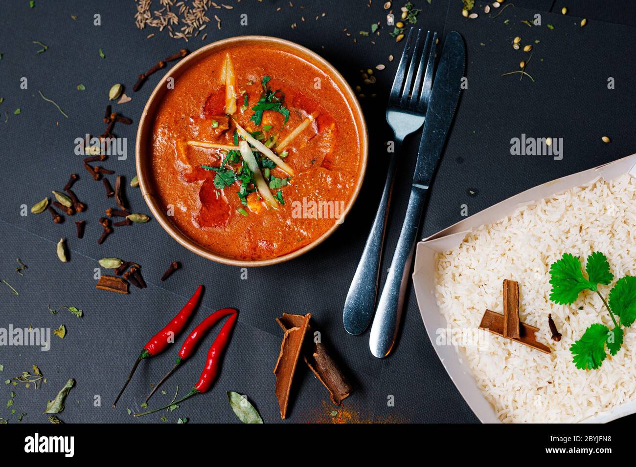Indian food and spicy spices, stylish photos for the menu Stock Photo ...