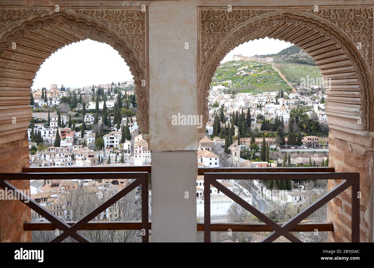 Spain, Andalusia / Granada - April 2, 2018: The Alhambra complex in Granada in Andalusia. Moorish architecture of Arabic origin. Stock Photo
