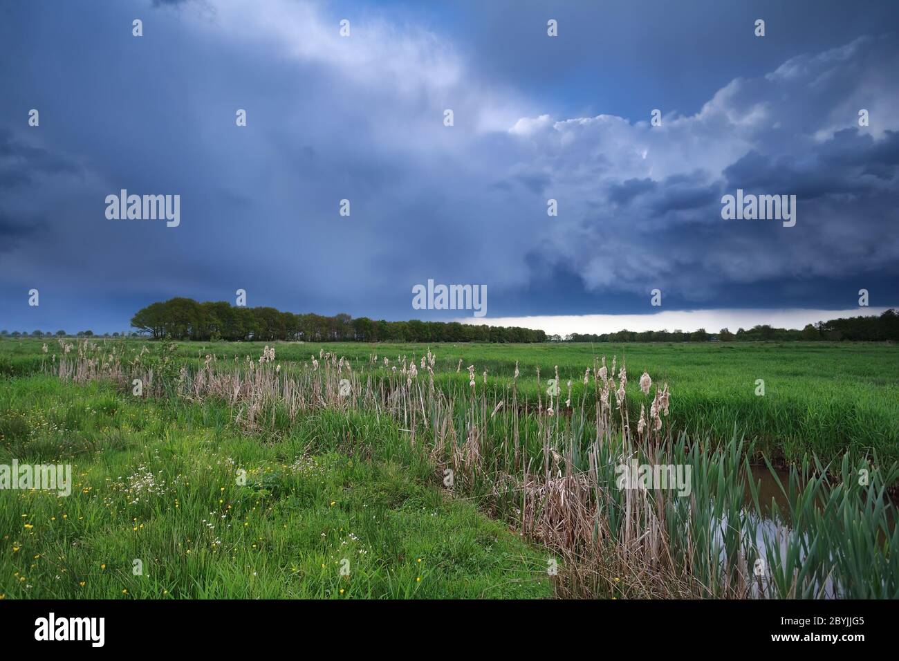 dark stormy sky over river Stock Photo - Alamy
