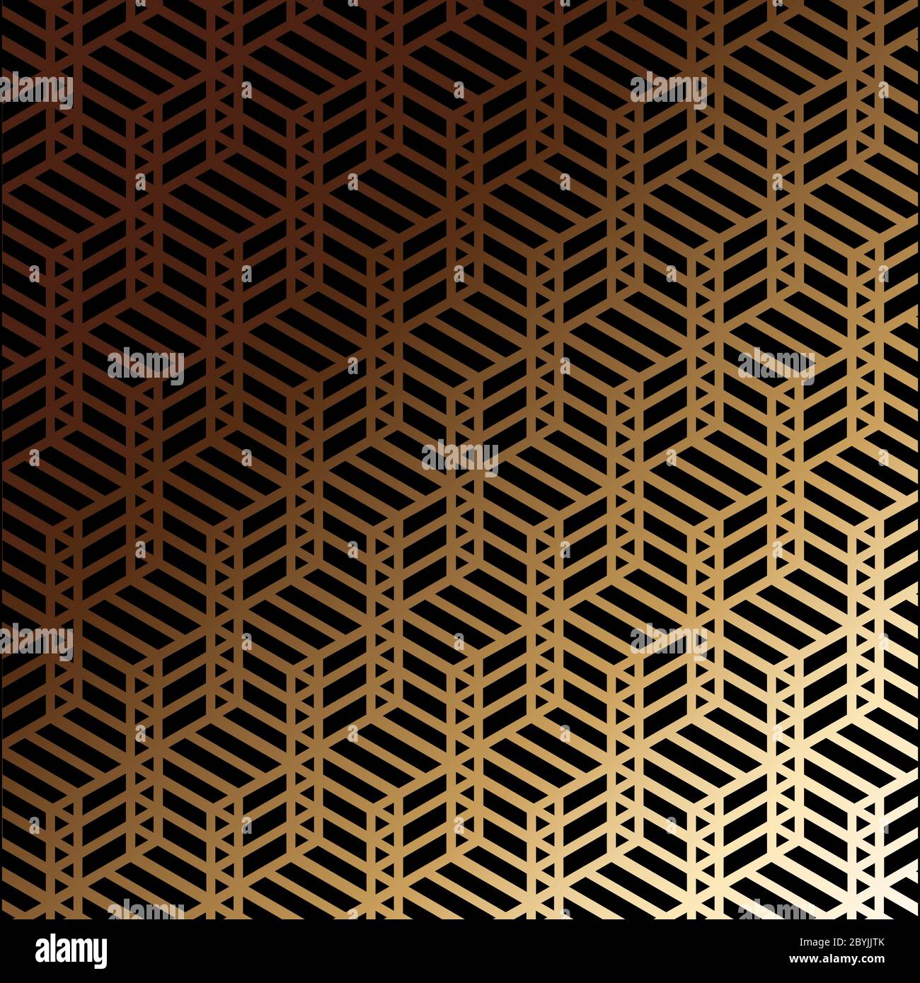 Art deco seamless pattern in gold color on an isolated black background ...