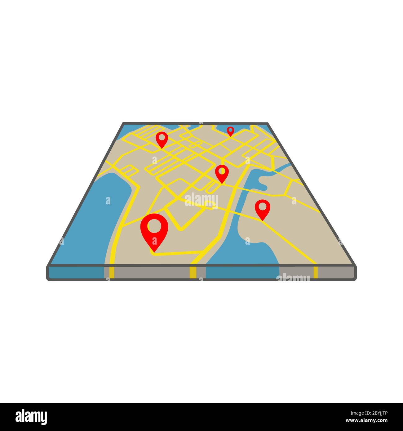 Map location in 3d, gps navigator, pointer, geo pin icon in in modern design concept or geolocation on isolated white background. EPS 10 vector. Stock Vector